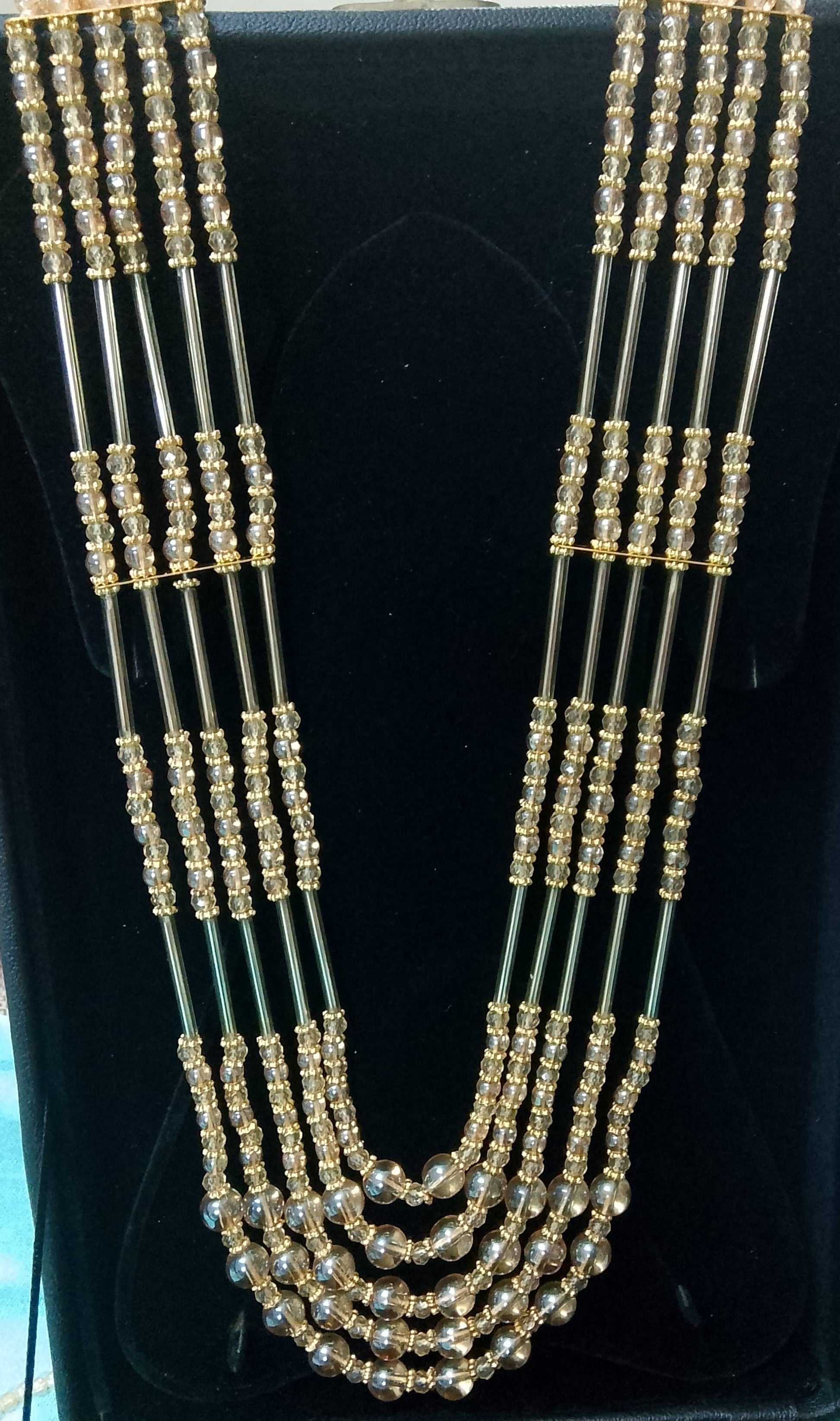 Golden Grace Multi-Layer Beaded Necklace Wedding Party Wear - Hina Jewellery