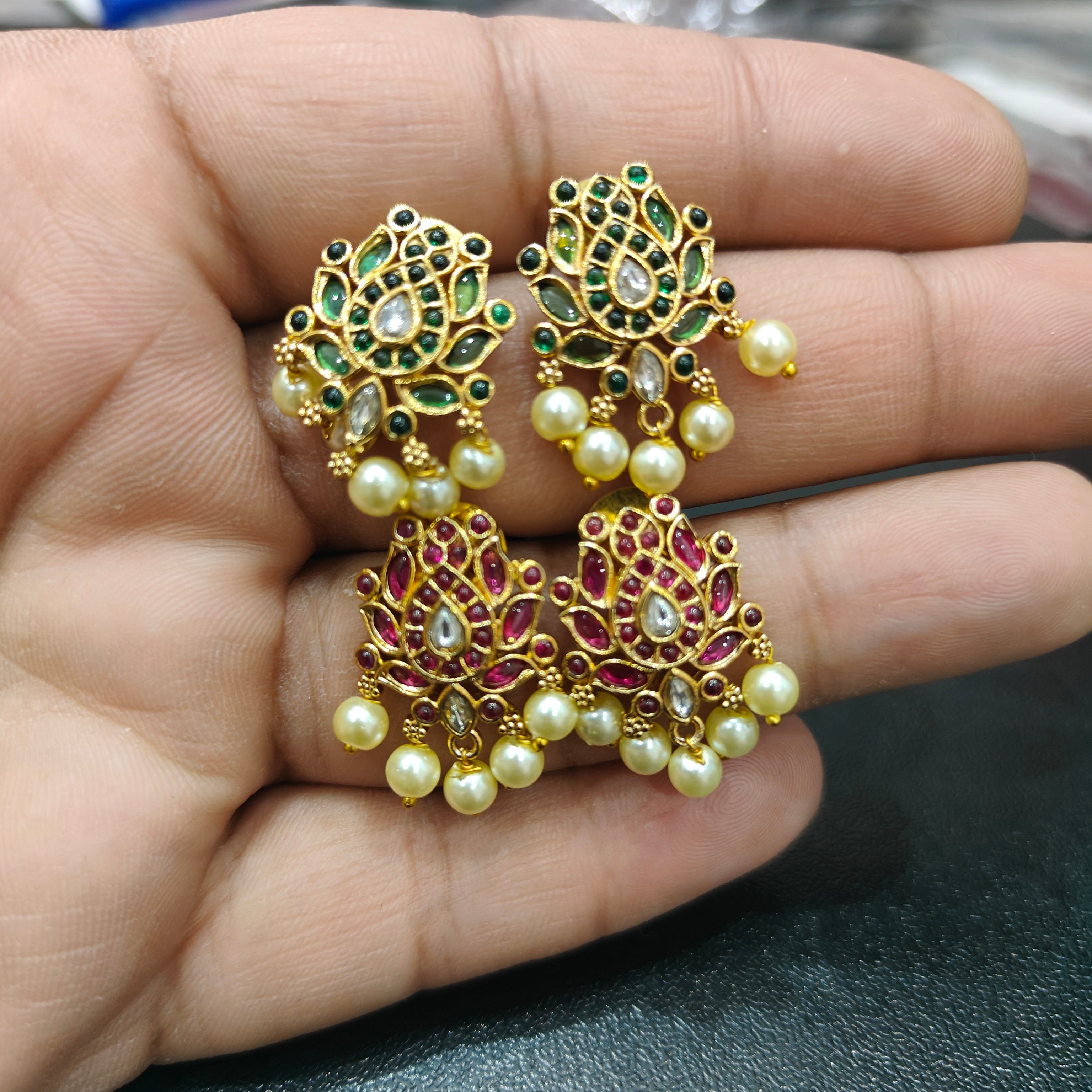 Gold Plated Lotus Stud Earrings - Aloro Jewels