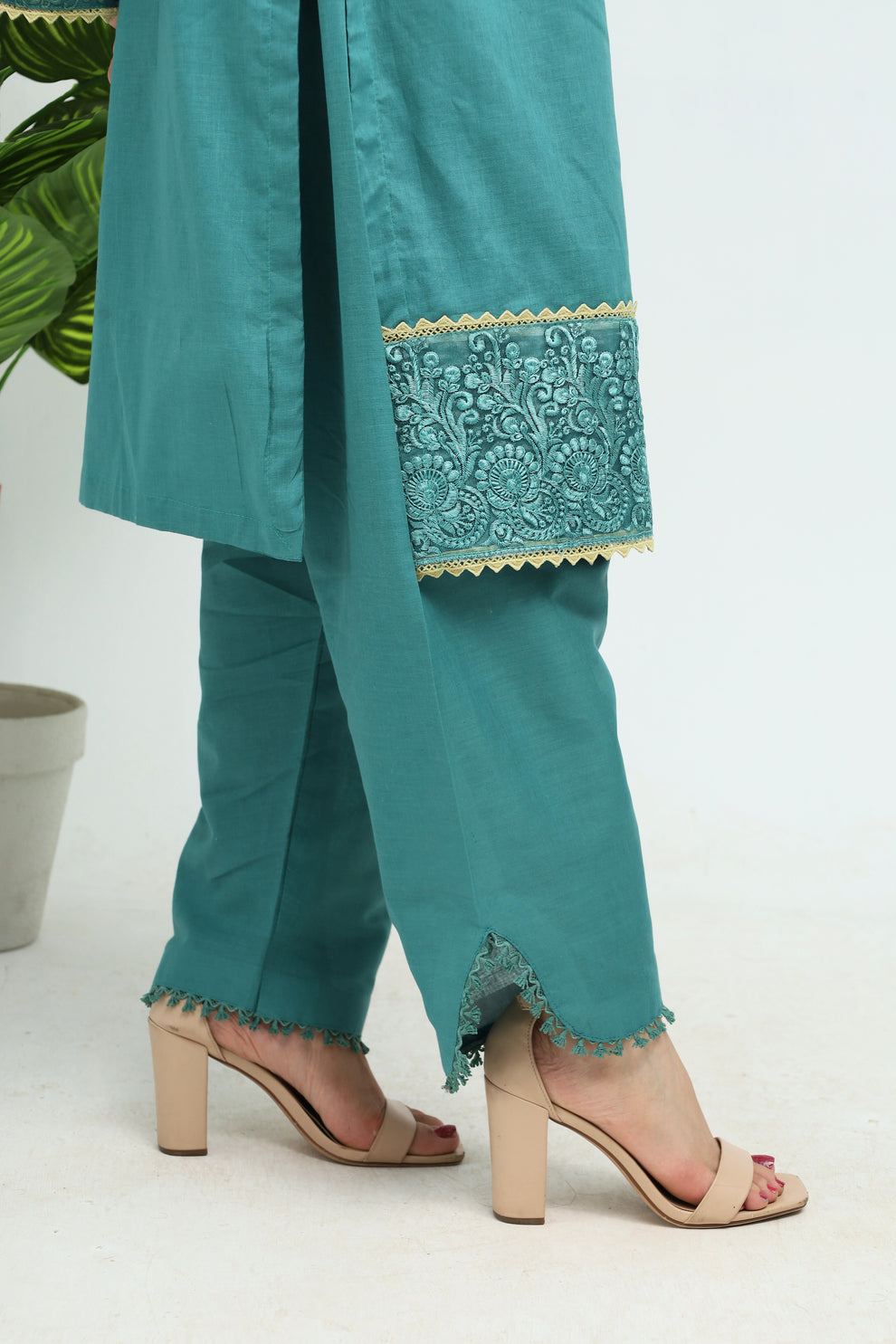Teal Ensemble - Cotton - 2 Pcs - Jaanib