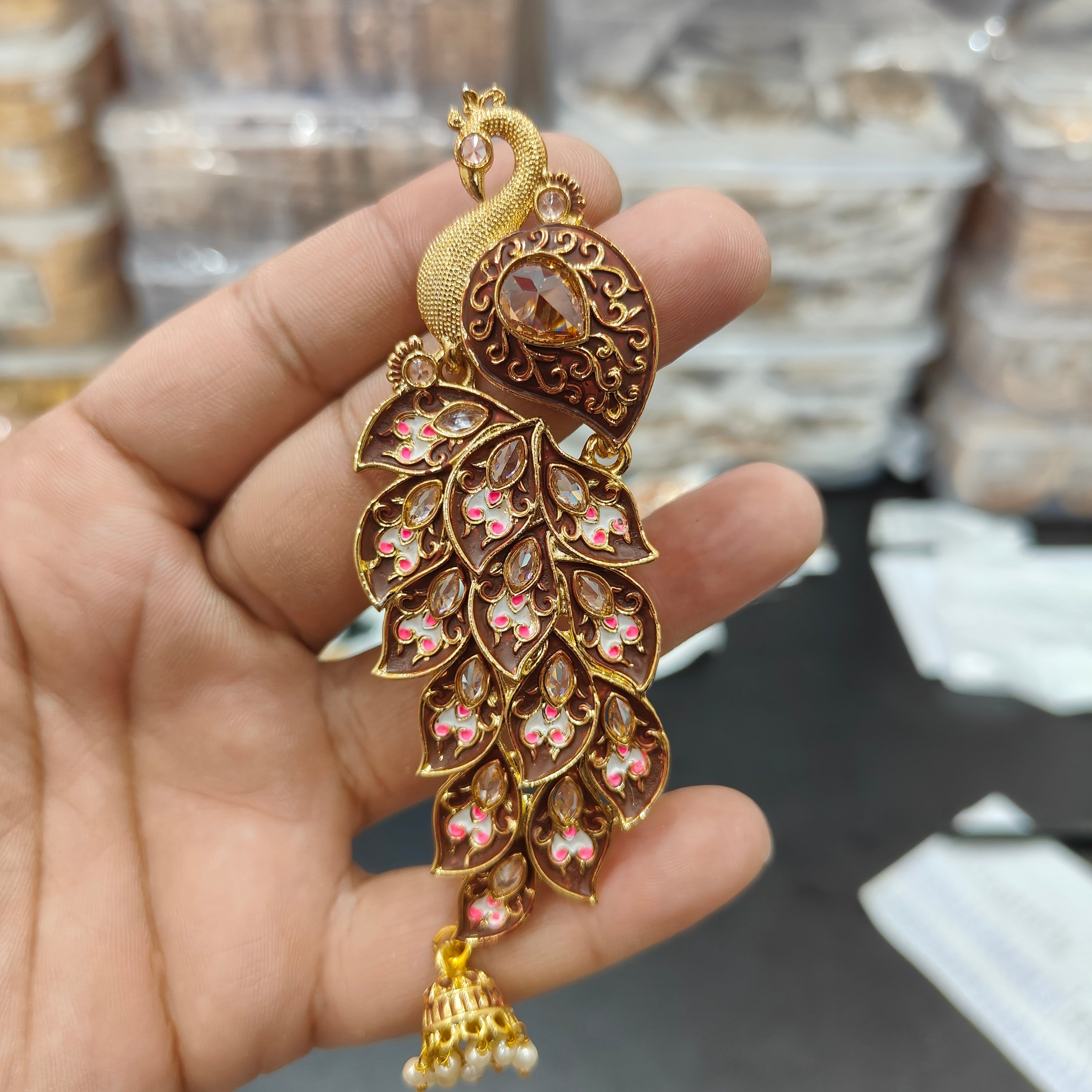Hand Painted Peacock Designer Earrings - Aloro Jewels