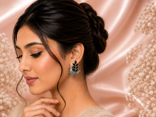 Royal Peacock Stud Earrings - Zaroon