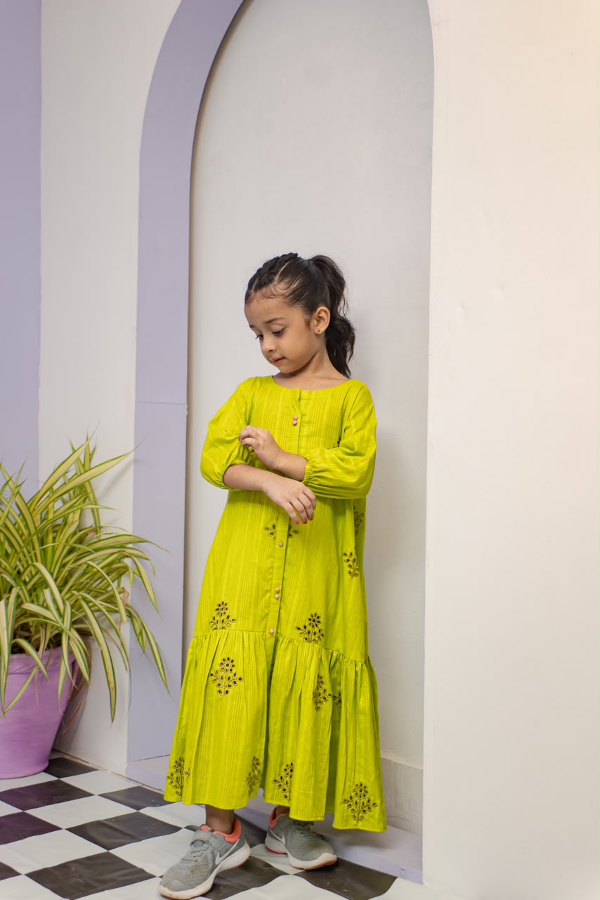 Long schiffli Frock - Sania Khan
