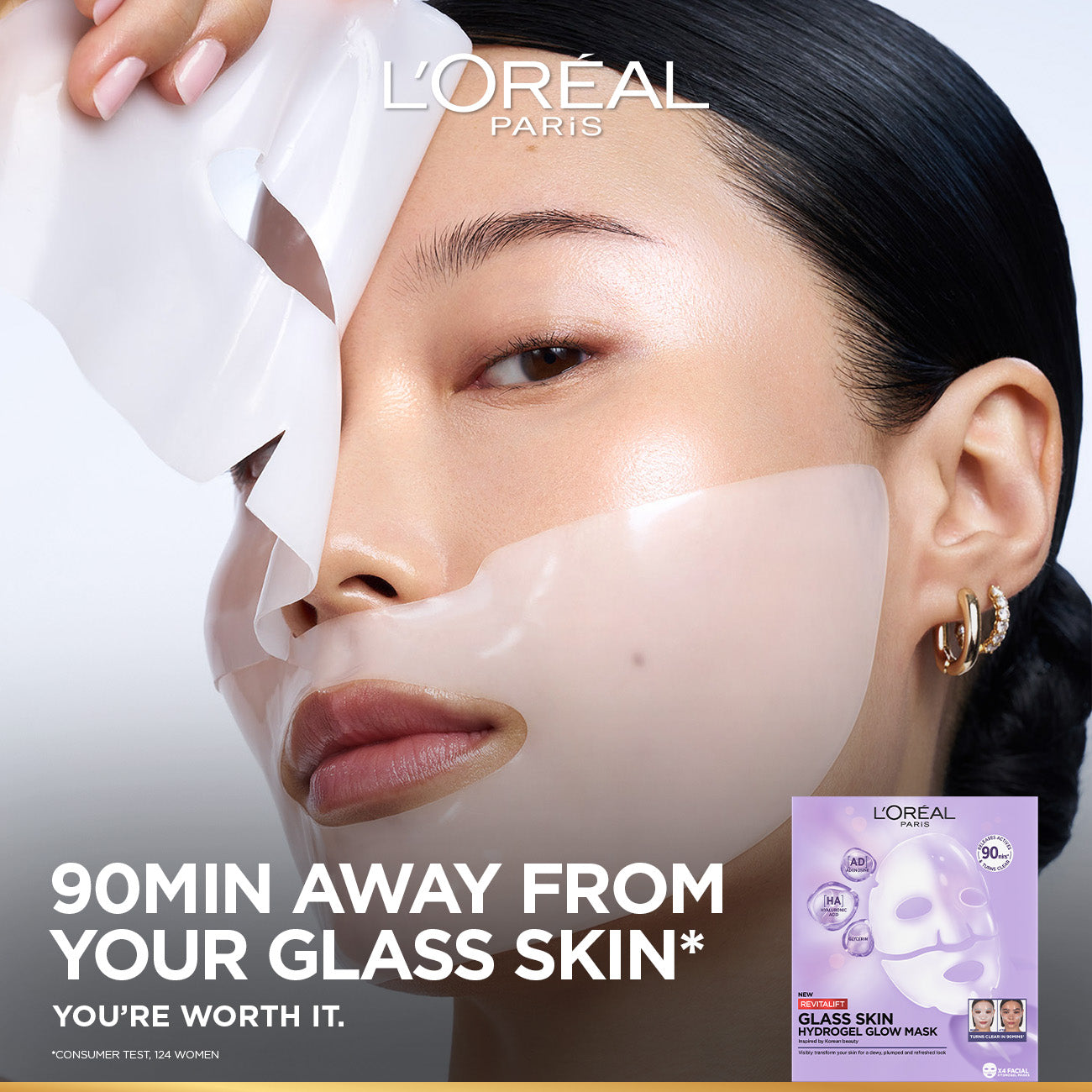 L'Oreal Paris - Revitalift Hyaluronic Acid Glass Skin Hydrogel Glow Mask
