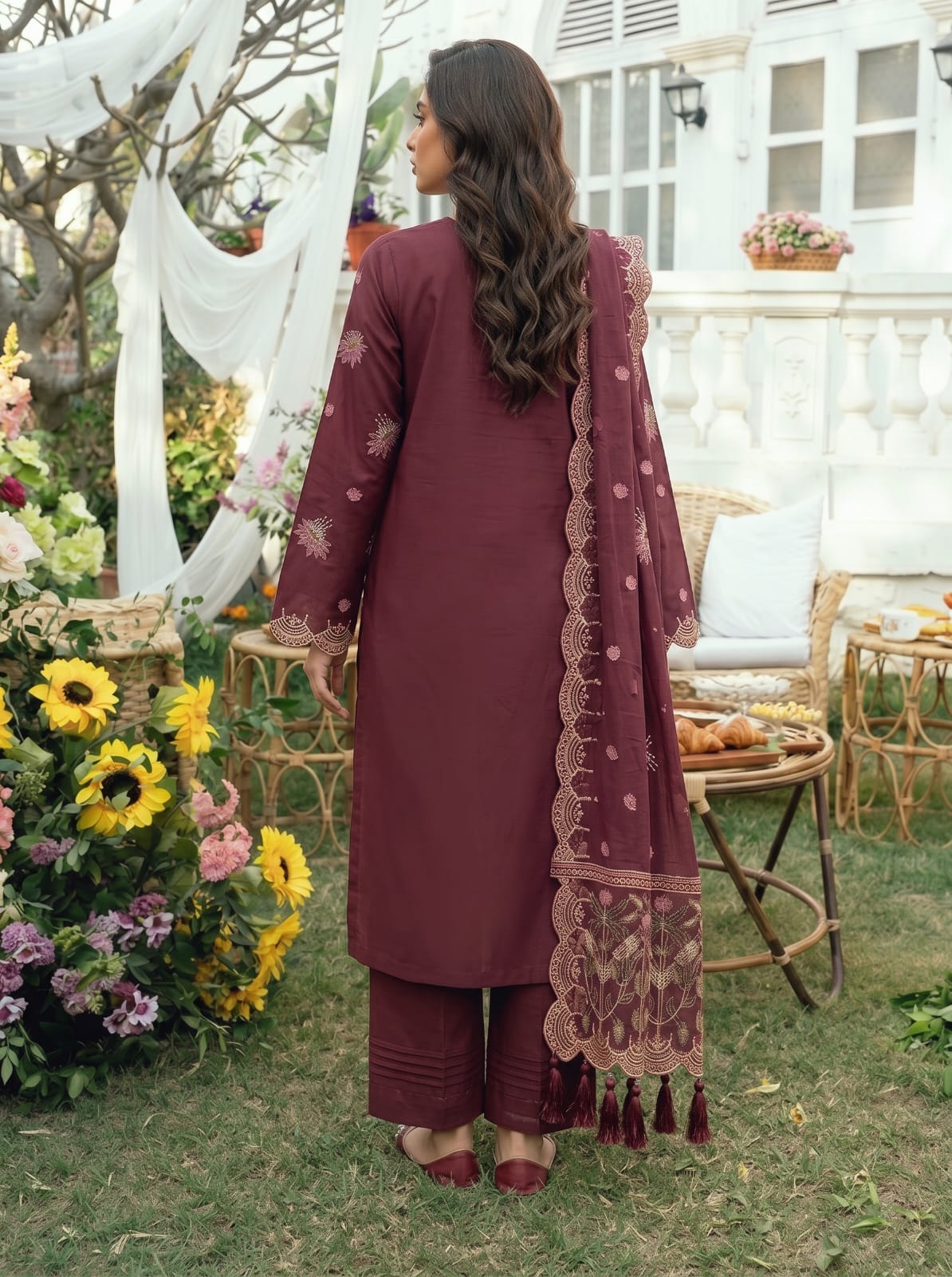 Premium Cotton Embroided 3 Pc Unstitched -  Saleem Sons