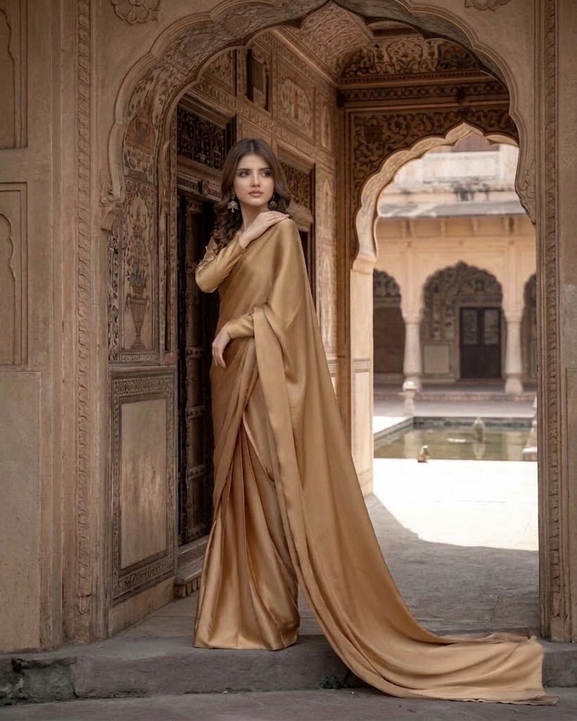Square Neckline Shape Blouse with Chiffon Saree Without Lace - Pachrangi