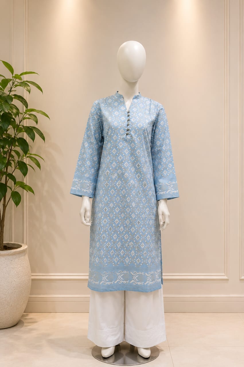 Square Boti Print 2Pcs Stiched Pure Lawn - Khushnuma