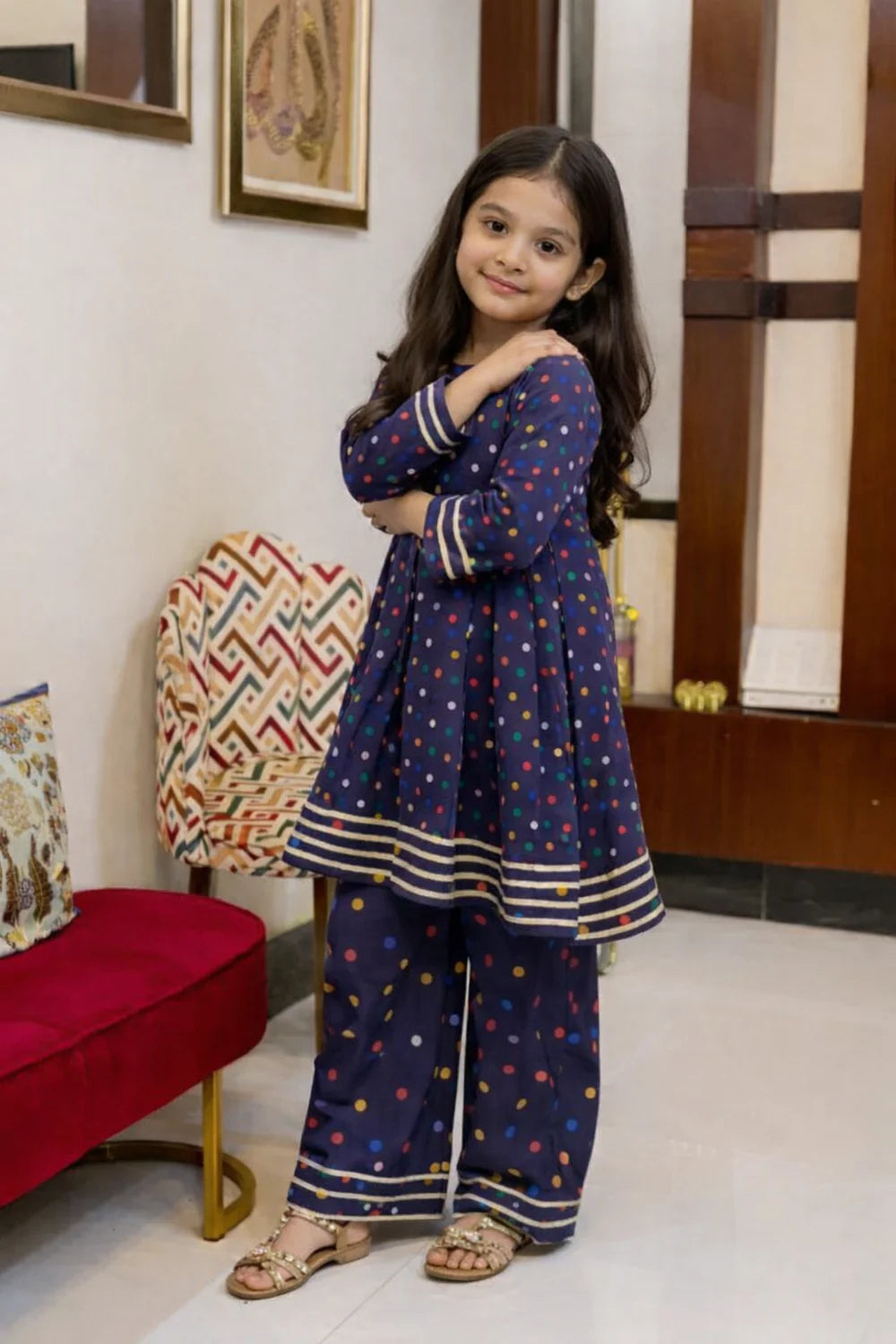 Indigo With Multi Color Polka Dot - Shadeforteen
