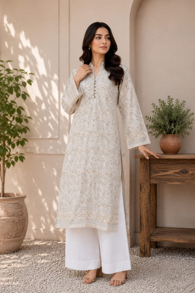 Small & Big Paisley Print 2Pcs Stiched Pure Lawn - Khushnuma