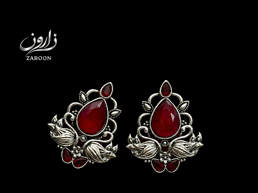 Crimson Lotus Stud Earrings - Zaroon