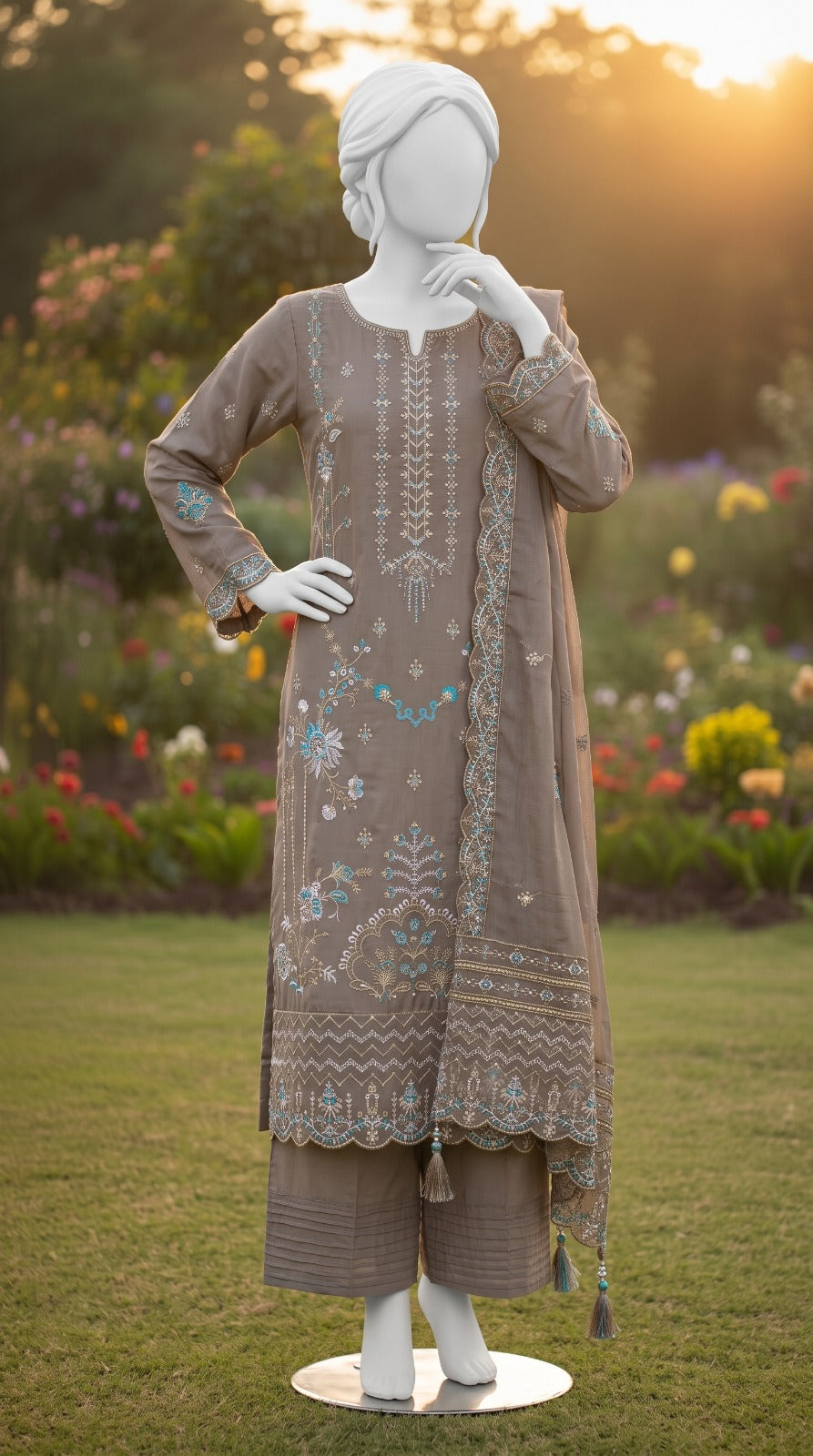 Premium Lawn Cotton 3 Pc Unstitched -  Saleem Sons