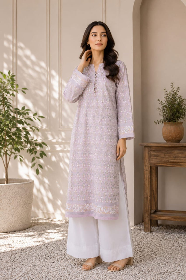 Flower Boti Print 2Pcs Stiched Pure Lawn - Khushnuma
