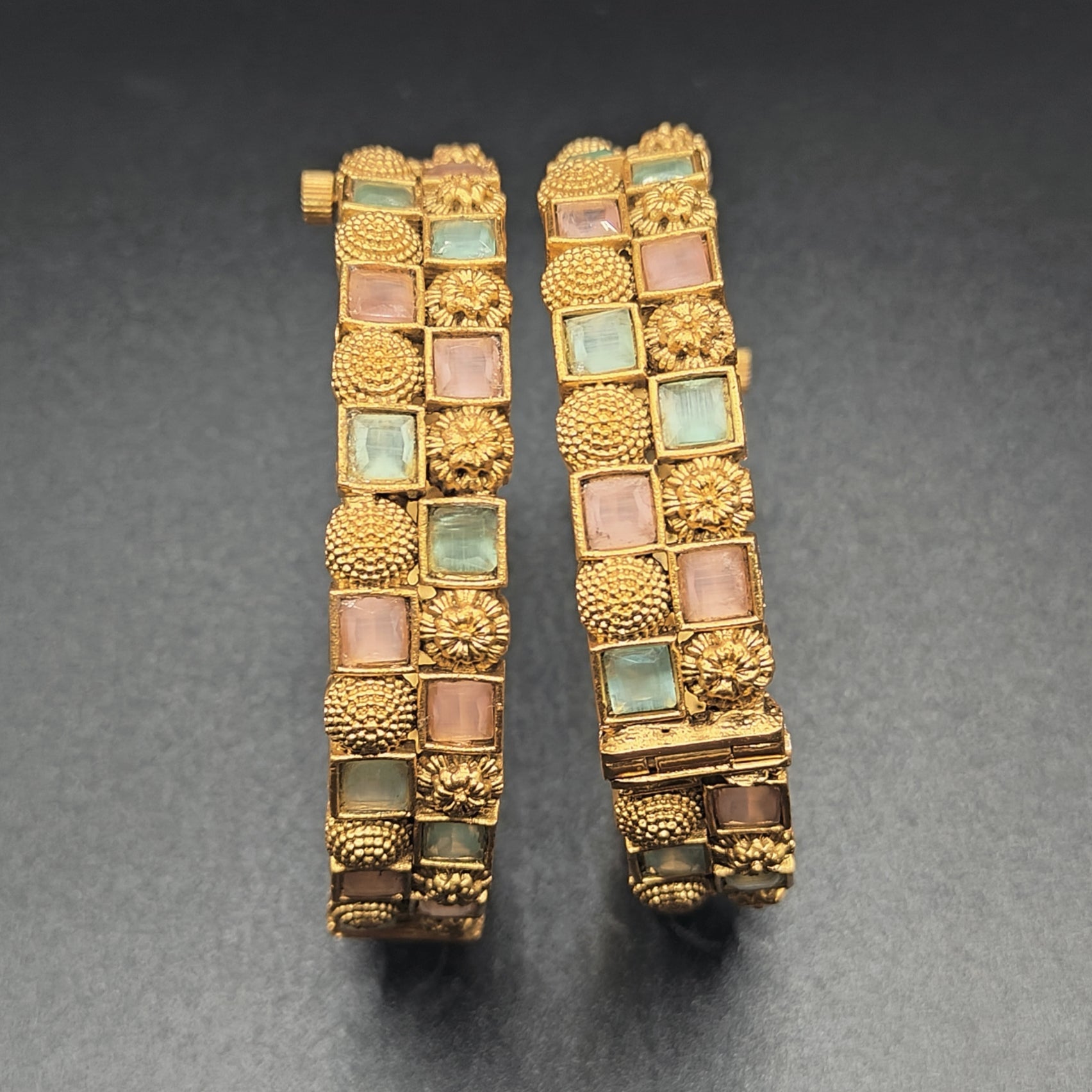 Gold Plated Multicolor Rajwadi Kangan - Aloro Jewels