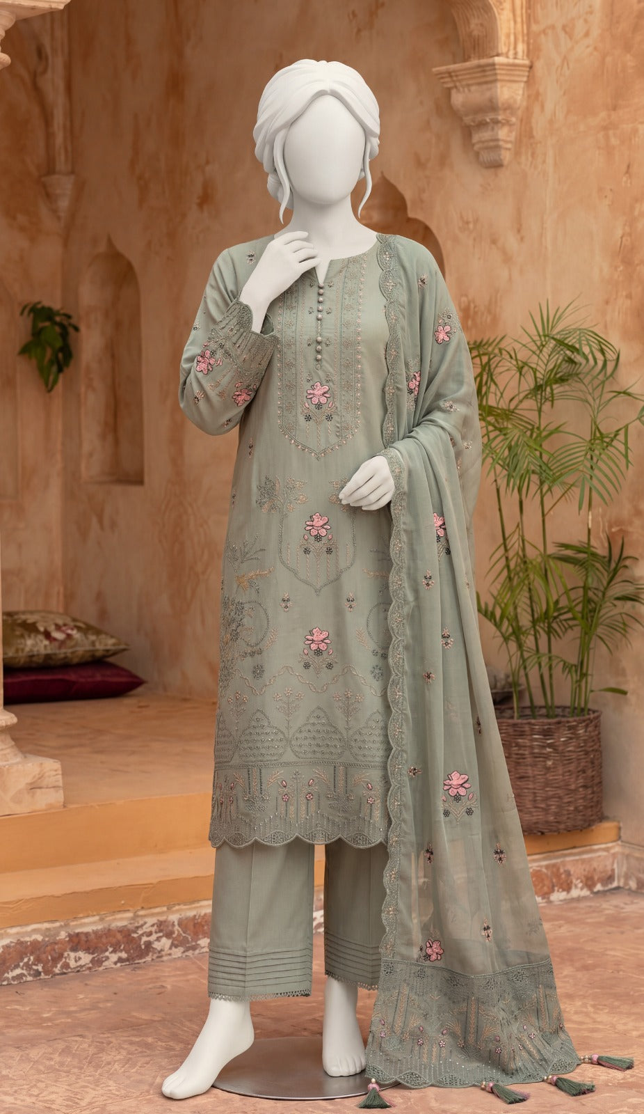 Premium Lawn Cotton 3 Pc Unstitched -  Saleem & Sons