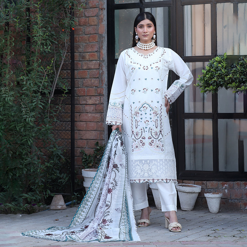 Embroidered Cotton Suit – Yasmin