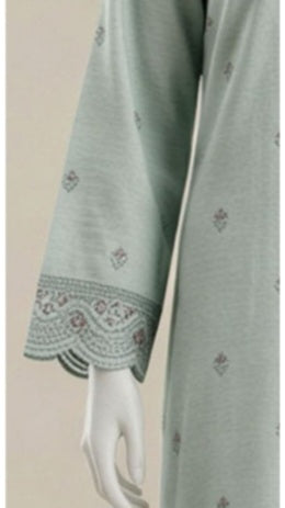 Serene Mint Green Emb Lawn 3Pcs Suit - Unstitched - Utsav