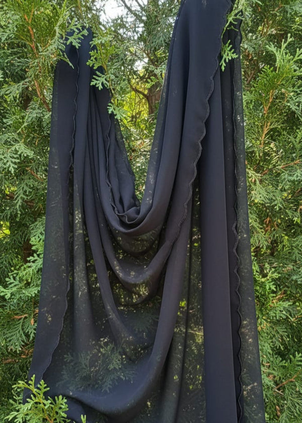 Elegant Black Crinkle Chiffon Dupatta - Rang-e-Meeras