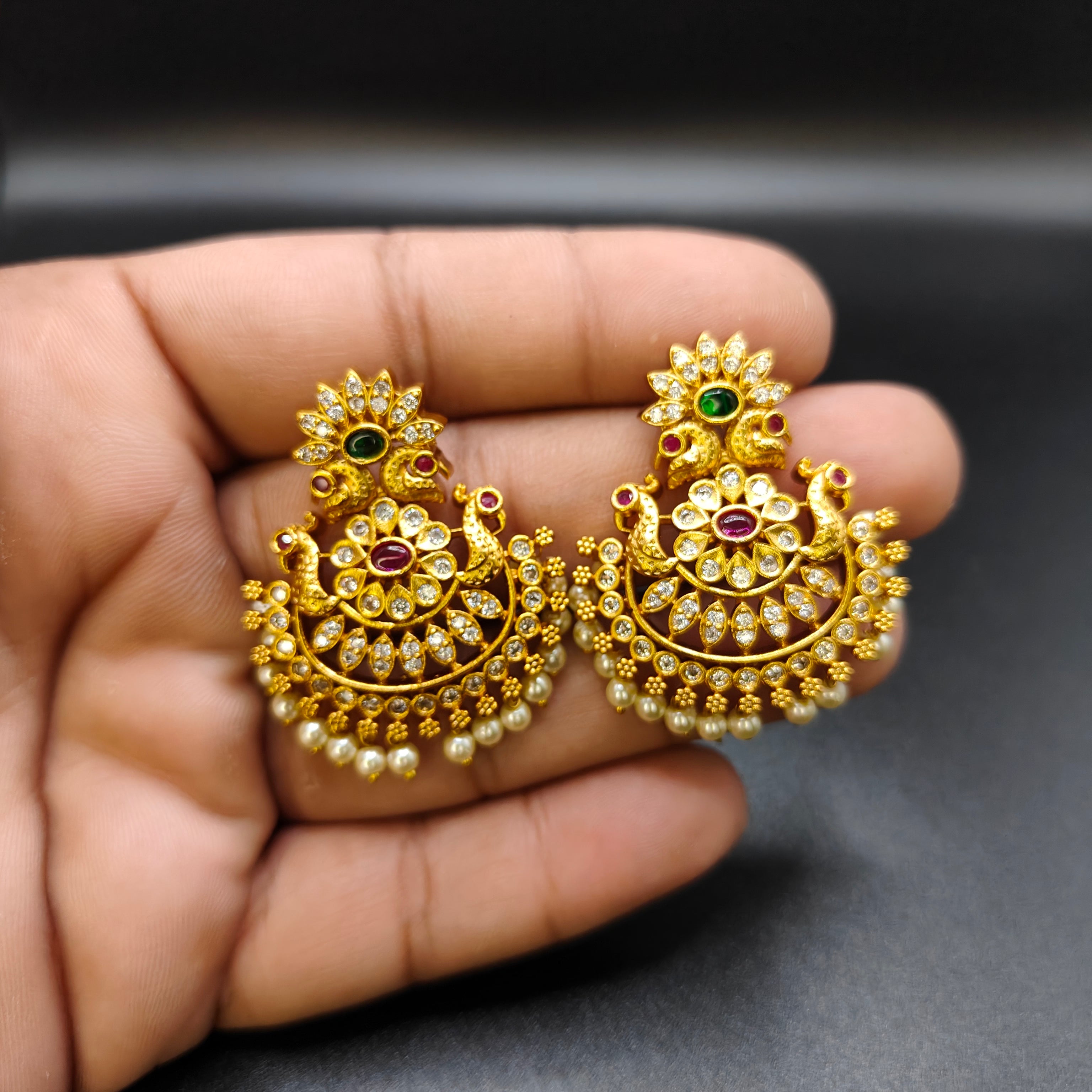 ''Taara'' Gold Plated Peacock Chandbali - Aloro Jewels