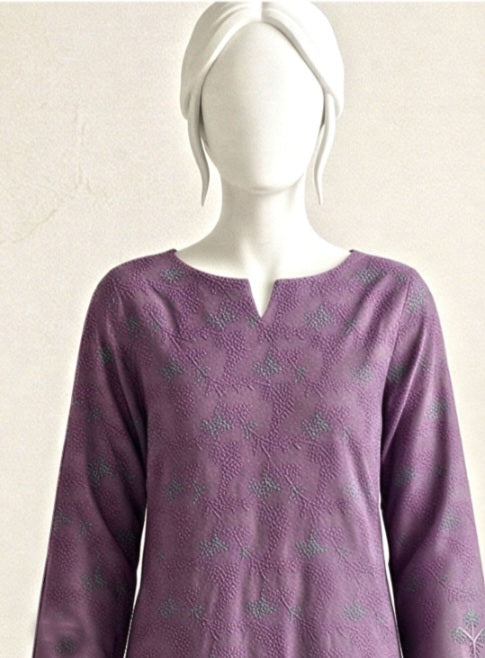 Gracefully Lavender Emb Lawn 3Pcs Suit - Unstitched - Utsav