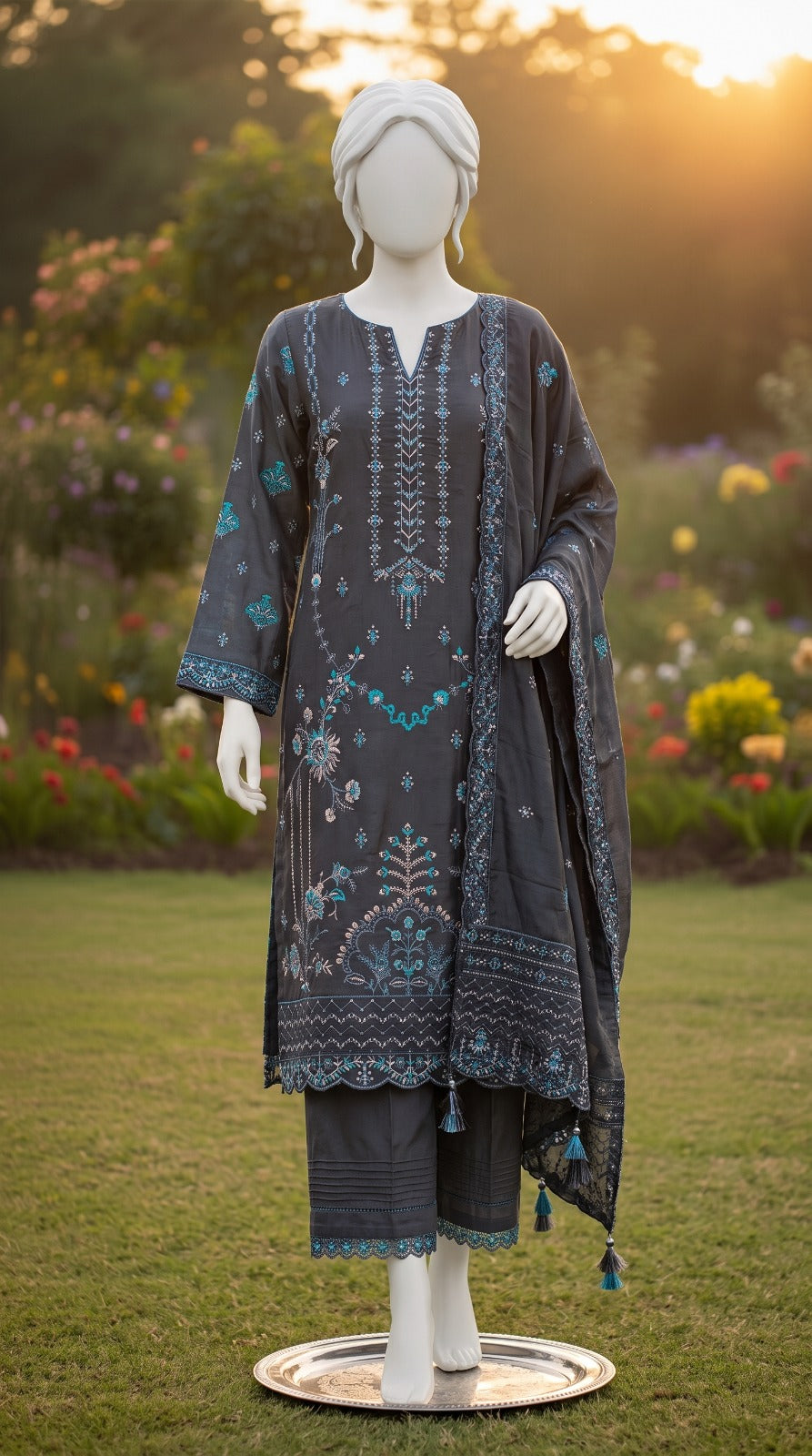 Premium Lawn Cotton 3 Pc Unstitched -  Saleem Sons