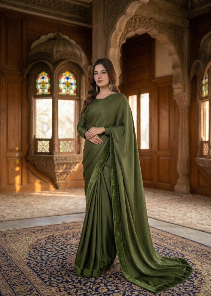 Square Neckline Shape Blouse with Chiffon Saree Without Lace - Pachrangi