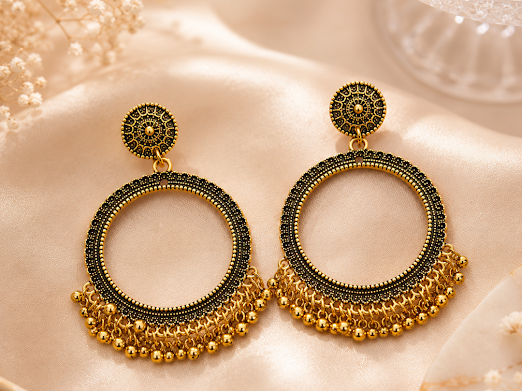 Vintage Hoop Tassel Earrings - Zaroon
