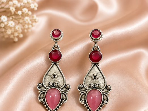 Rose Petal Drop Earrings - Zaroon