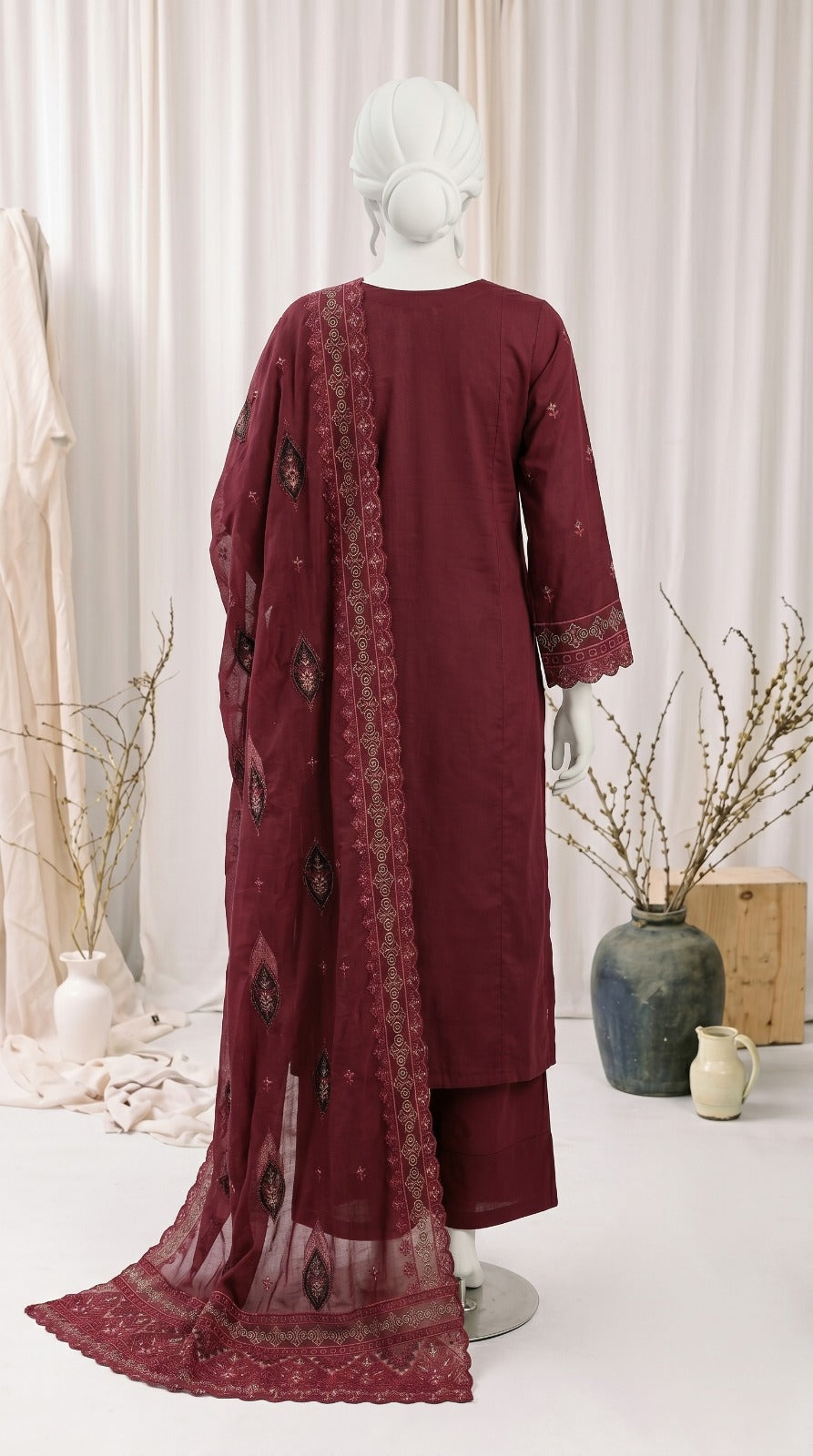 Premium Lawn Cotton 3 Pc Unstitched -  Saleem & Sons