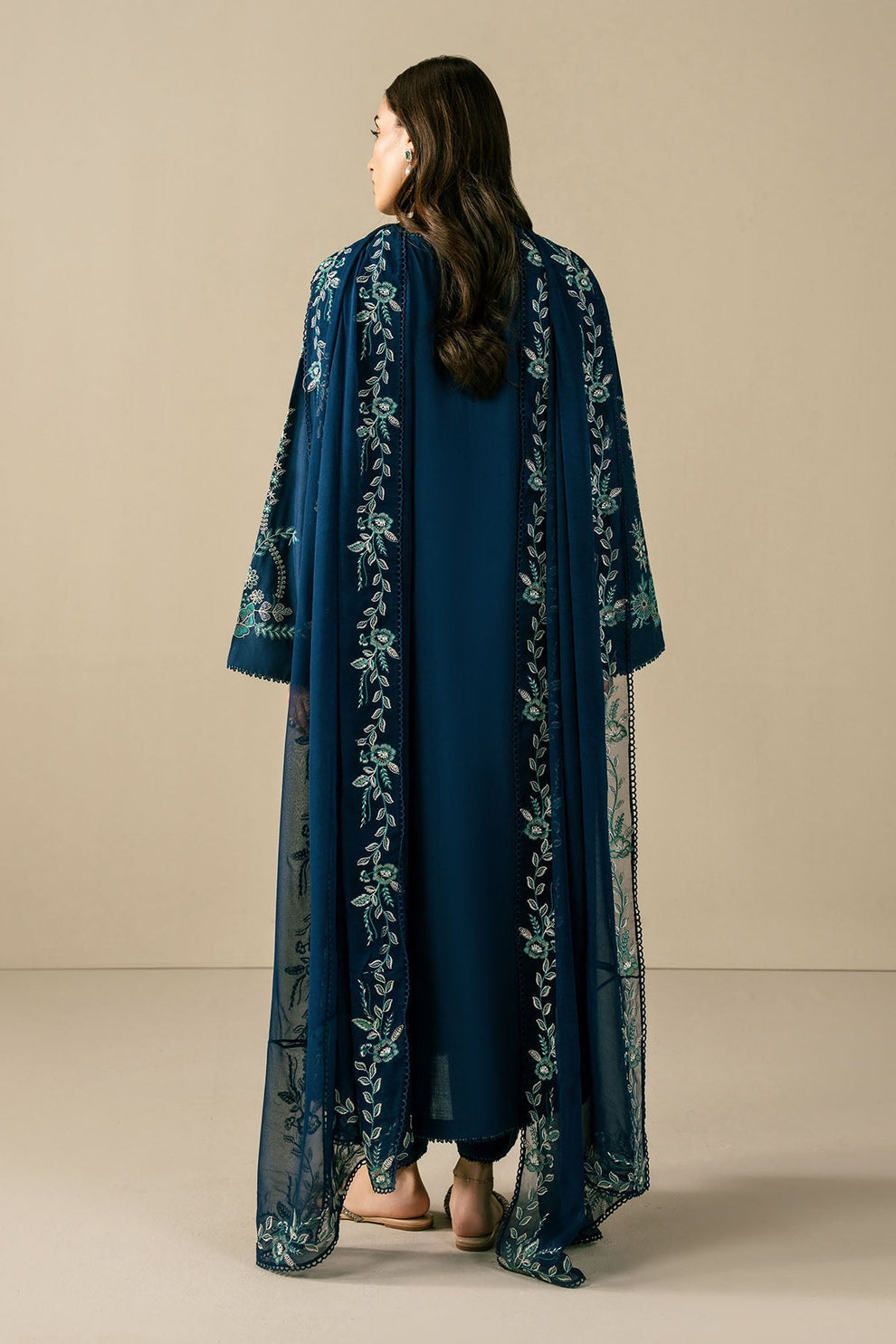 Midnight Royale Embroidered 3 Piece Suit - Urban Haya