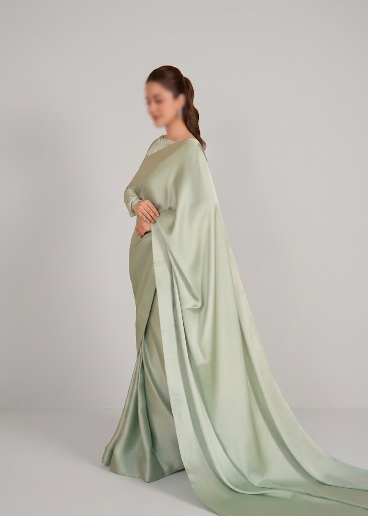 Bold Neckline Shape Blouse with Chiffon Saree Without Lace - Pachrangi