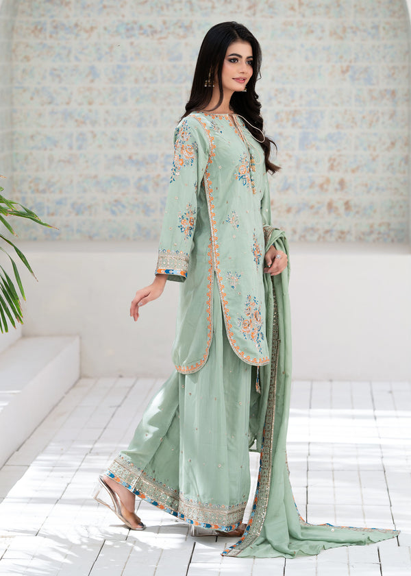 SAIMA GUL PASTEL GREEN - Ayesha's Closet