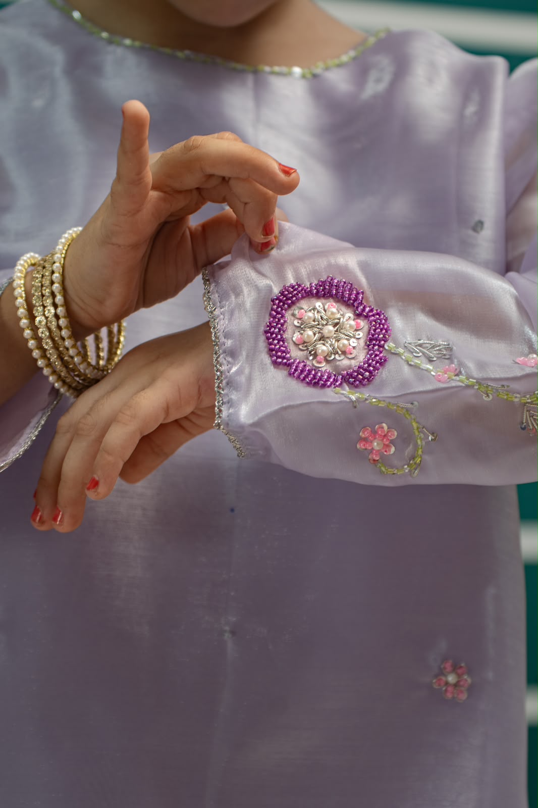 Lilac Shesha Silk Shirt And Flared Plazo
- Sania Khan