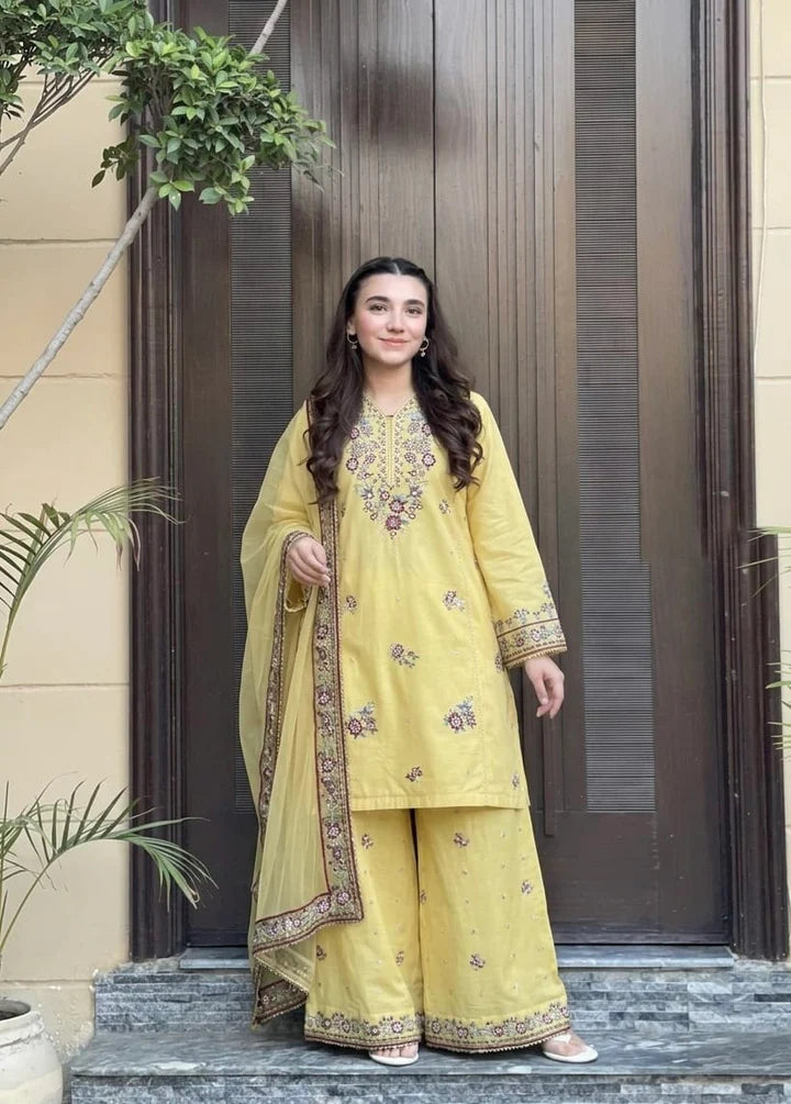 Noor-e-Zard Emb 3 Piece Suit - Urban Haya