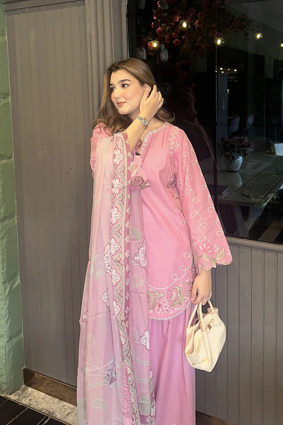 Blush Royale Embroidered 3 Piece Suit - Urban Haya