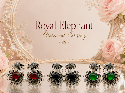 Royal Elephant Statement Earrings - Zaroon