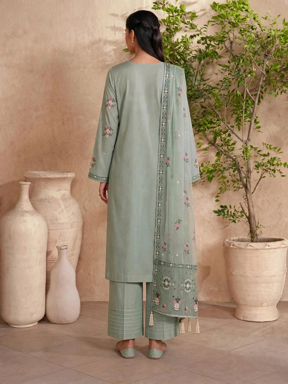 Premium Cotton Embroided 3 Pc Unstitched -  Saleem Sons