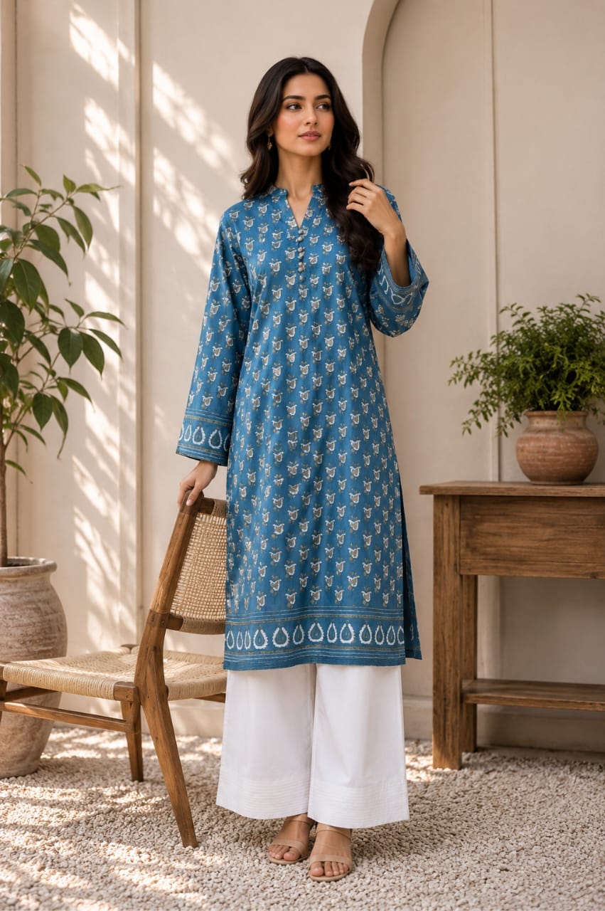 Choti Boti Print 2Pcs Stiched Pure Lawn - Khushnuma