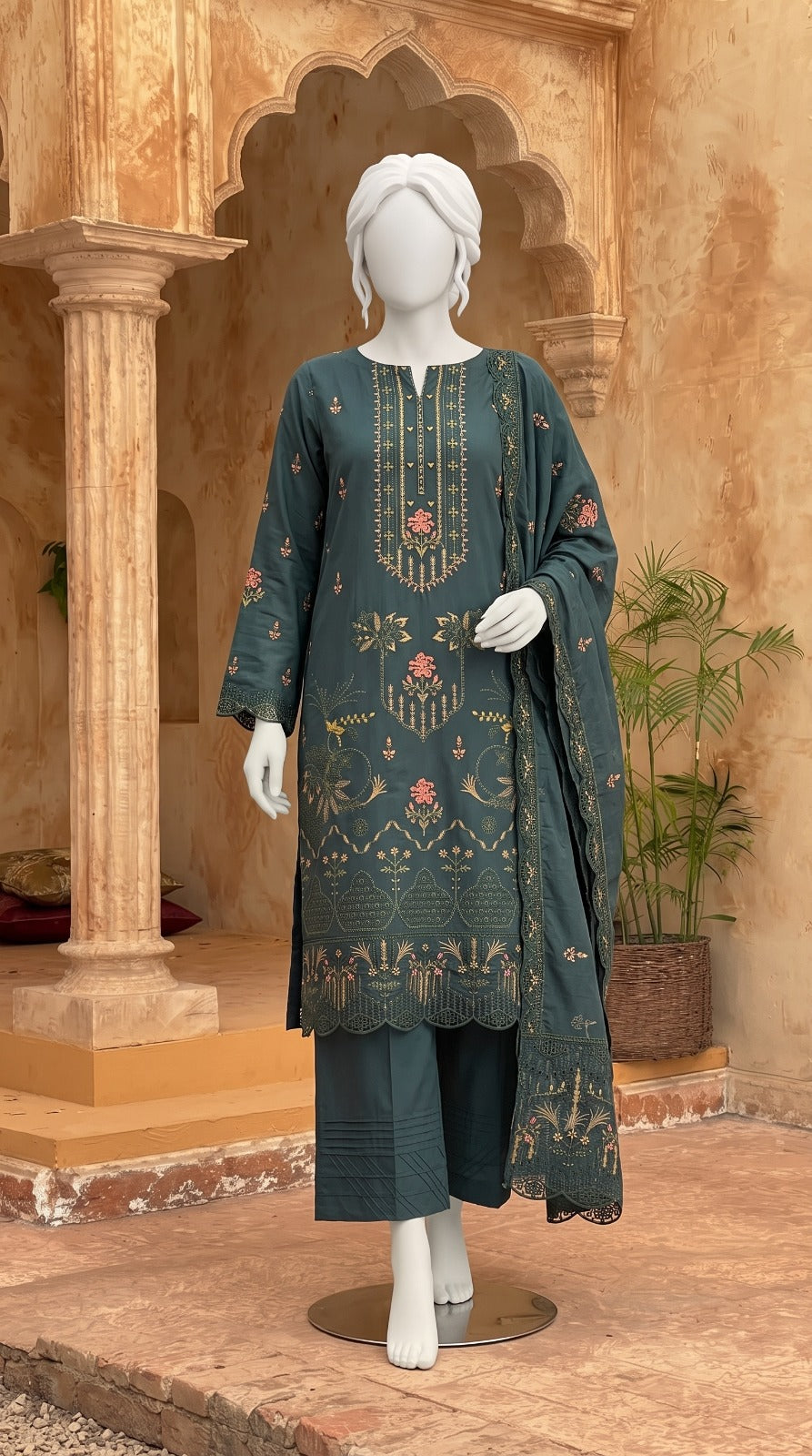 Premium Lawn Cotton 3 Pc Unstitched -  Saleem & Sons