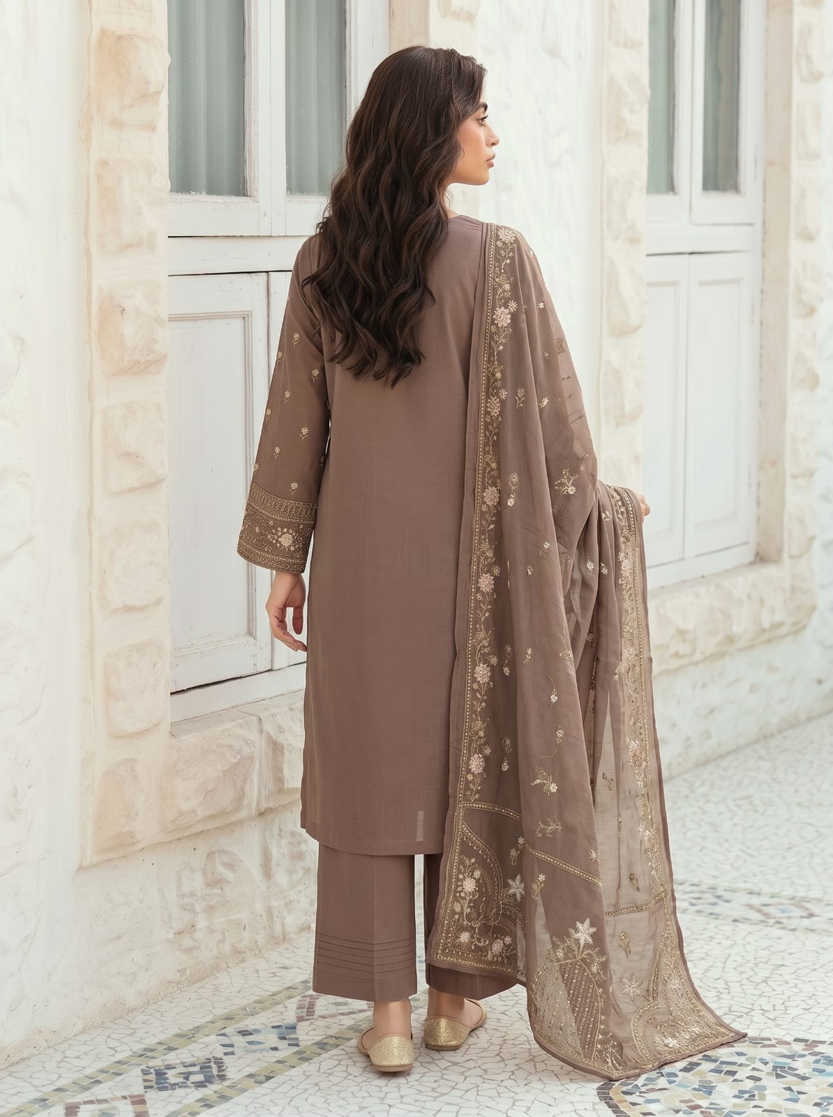 Premium Cotton Embroided 3 Pc Unstitched -  Saleem Sons