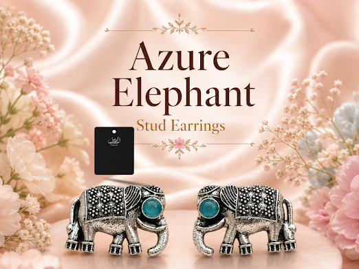 Azure Elephant Stud Earrings - Zaroon
