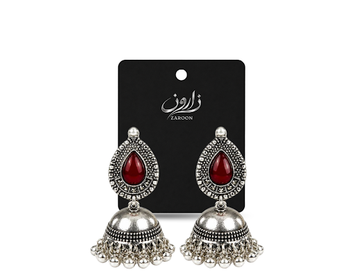 Antique Red Stone Jhumka - Zaroon