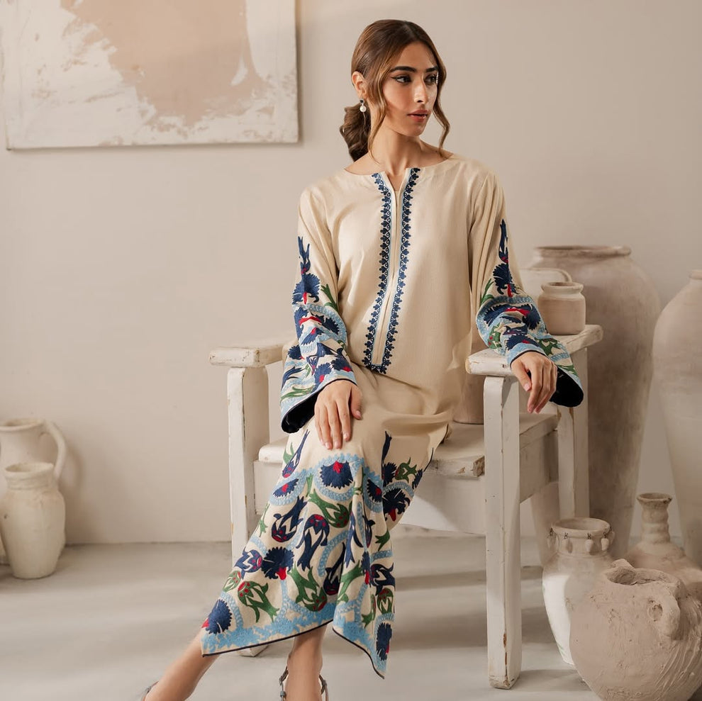 CREAM Alishba Emb 3 Pcs - Urban Haya
