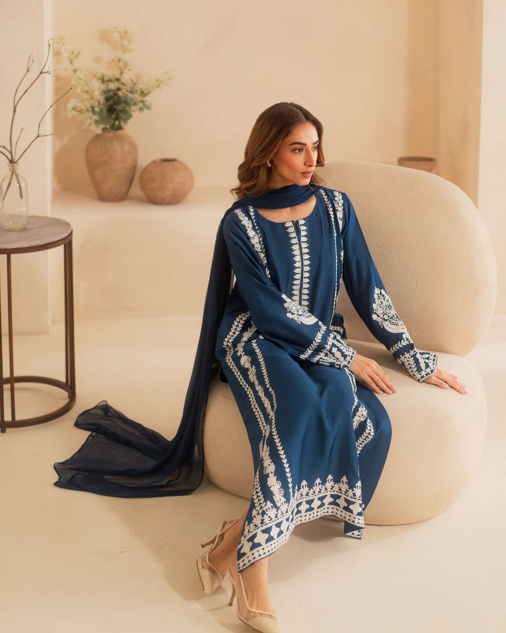Mahnoor Classic Emb 3 Piece Suit - Urban Haya