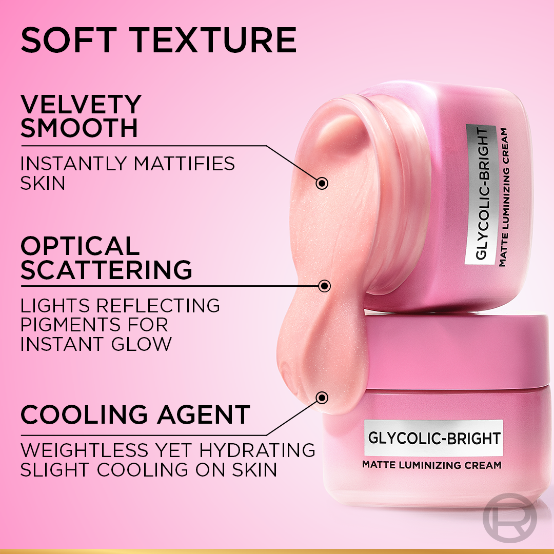 L'Oréal Paris - Glycolic Bright Matte Luminizing Cream With Melasyl - 30Ml