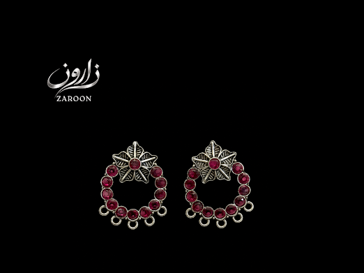 Ruby Blossom Hoop Stud Earrings - Zaroon