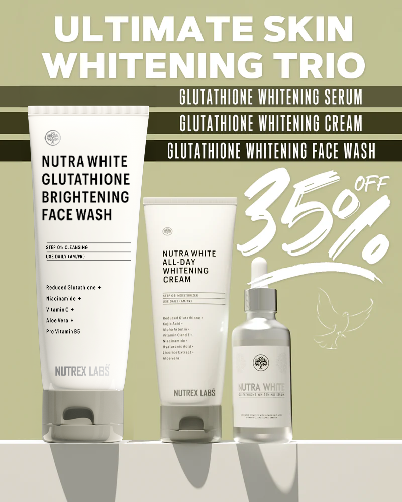 Ultimate Skin Whitening Trio - Glutathione Face Wash, Serum & Cream - Nutrex Labs
