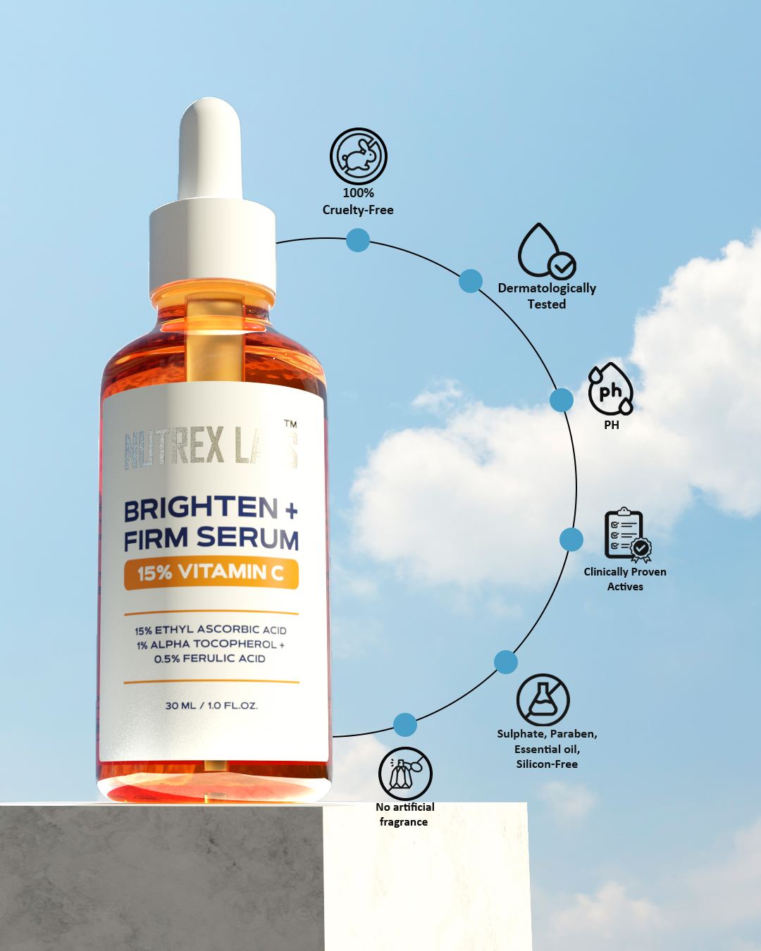 Brighten + Firm 15% Vitamin C Serum - Nutrex Labs